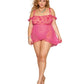 Dreamgirl Plus 3D Floral Babydoll and G-String