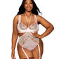 Dreamgirl Vintage Rose Embroidery Bra and Open Cup Teddy Set