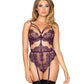 Dreamgirl Eyelash Lace Garter Teddy with Strappy Neckline & Gold Ring Details 12468