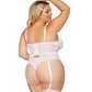 Dreamgirl Floral lace garter teddy with asymmetrical strappy details 12904 12904x