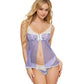 Dreamgirl Lace and Gingham Printed Mesh Babydoll and Panty Set