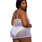 Dreamgirl Lace and Gingham Printed Mesh Babydoll and Panty Set