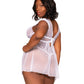 Dreamgirl Lace Mesh Babydoll & G-String Set with Exposed Underwire Cup Detail 12436