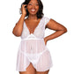 Dreamgirl Lace Mesh Babydoll & G-String Set with Exposed Underwire Cup Detail