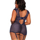 Dreamgirl  Lace & Mesh Garter Slip Set with Plunging Neckline & Matching G-String- One size and queen 12426