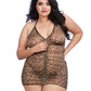 Dreamgirl Plus Size Leopard Printed Chemise with Shirring Details
