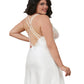 Dreamgirl Plus Size Silky Satin Charmeuse Chemise with Eyelash Lace