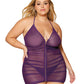 Dreamgirl Plus Size Stretch Mesh Chemise with Shirring Details