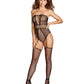 Dreamgirl Fishnet & Geometric-Pattern Strapless Teddy Bodystocking 0355 One Size and Queen