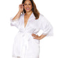 Dreamgirl Satin and eyelash lace trim bridal robe with artistic floral screen-print on the back