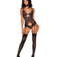 Dreamgirl Scalloped Stretch Lace Garterteddy with Collar 12462