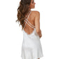 Dreamgirl Plus Size Silky Satin Charmeuse Chemise with Eyelash Lace