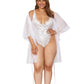 Dreamgirl Plus Size Stretch mesh robe and bonded stretch lace teddy set