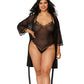 Dreamgirl Stretch mesh teddy and robe set with lace trim details